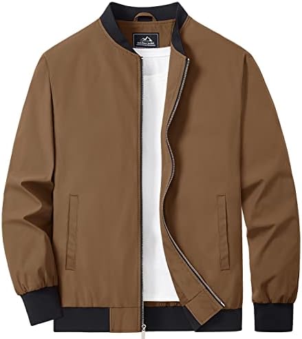 MAGCOMSEN Men‘s Bomber Jacket Lightweight Jacket Full Zip Light Windbreaker Casual Stylish Golf Jackets