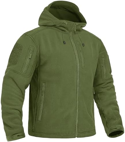 CRYSULLY Men’s Fleece Jackets Tactical Military Hunting Winter Windproof Warm Hoodie Coat Jacket