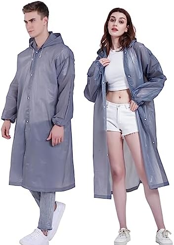 Makonus Raincoat for Adults, Portable EVA Rain Jacket Reusable Rain Ponchos for Women with Hood and Elastic Cuff Sleeves