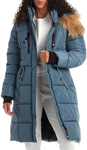 CANADA WEATHER GEAR Women’s Winter Jacket – Heavyweight Long Length Bubble Puffer Parka (S-XL)