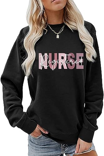 ESIKAH Registered Nurse Sweatshirt RN Emergency Room Nurse Sweatshirt Women Casual Crewneck Pullover Tops Nurse Shirt Gifts