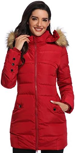 Epsion Women’s Hooded Thickened Long Down Jacket Winter Down Parka Puffer Jacket