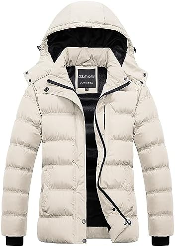 CREATMO US Women’s Warm Winter Coat Waterproof Ski Jacket Padded Puffy Overcoat With Detachable Hood