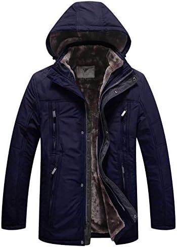 WenVen Men’s Warm Thicken Hooded Parka Winter Heavy Sherpa Lined Padded Coat