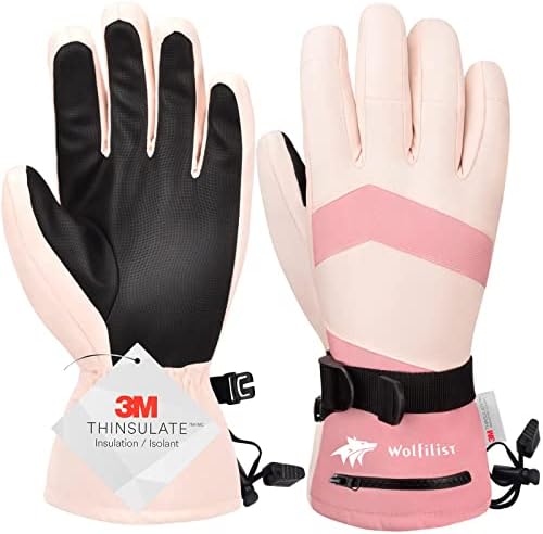 WOLFILIST Ski Gloves Waterproof Windproof – 3M Thinsulate Insulated Warm Snow Gloves, Snowboard Gloves with Zipper Pocket, Touchscreen Winter Gloves for Men Women