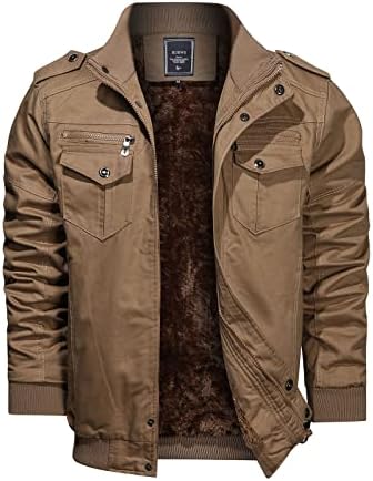 HIJEWE Men’s Winter Military Jacket Cotton Thicken Multi-Pocket Bomber Field Outwear Fleece Cargo Jackets Casual Coat