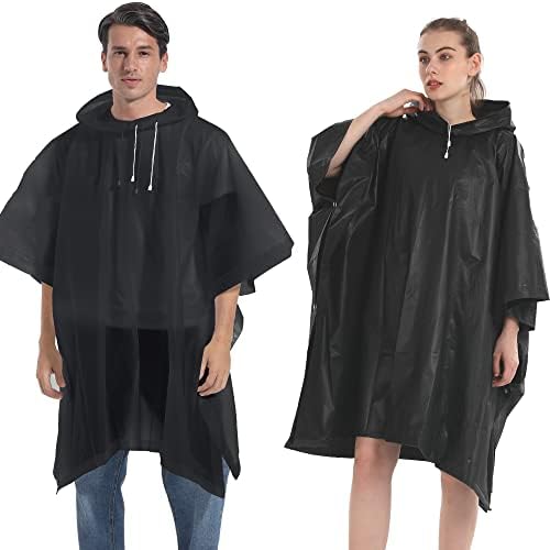 Rain Ponchos for Adults Man and Women- 2 Pack Waterproof Raincoat Jacket with Hooded