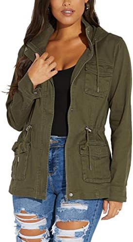 SheKiss Womens Camouflage Shacket Jacket Coats Fashion Fall Long Sleeve Zipper Canvas Camo Jackets with Pockets