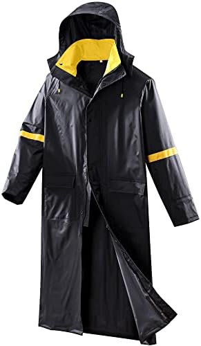 Classic Long Rain Coats for Men, Hooded Raincoats Rain Gear for Waterproof Work, Breathable, Rain Jacket Poncho