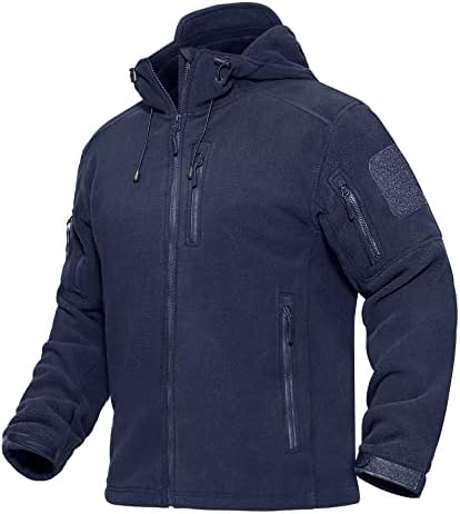 MAGCOMSEN Men’s Fleece Hoodie Jacket 5 Zip-Pockets Military Tactical Coat Warm Windproof Outdoor Winter Hiking Work Outwear