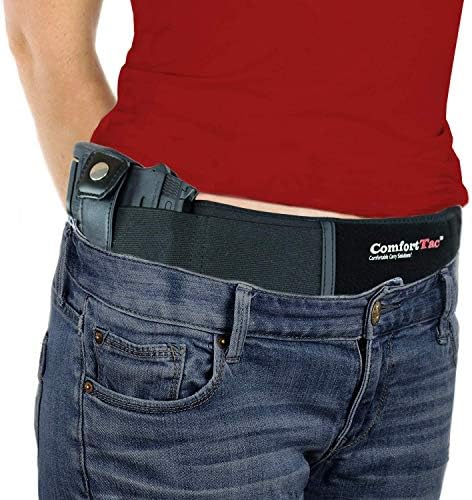 ComfortTac Gun Holsters for Deep Concealed Carry – Ultimate Belly Band Pistol Holster for Men & Women, Belt Compatible with Smith and Wesson, Shield, Glock – Firearm Accessories, Black