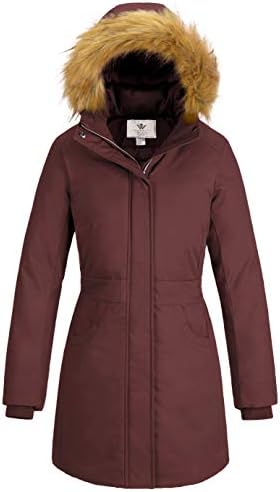 WenVen Women’s Winter Cotton Waterproof Jacket Warm Thickened Parka Coat Windproof Outwear with Removable Hood
