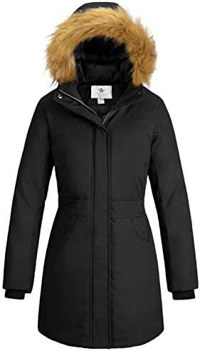WenVen Women’s Winter Cotton Waterproof Jacket Warm Thickened Parka Coat Windproof Outwear with Removable Hood