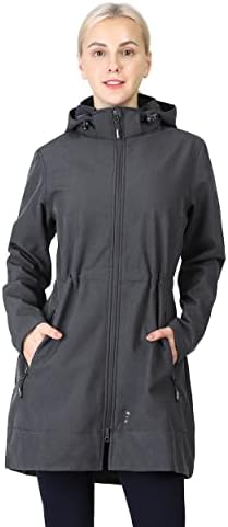Outdoor Ventures Women’s Softshell Jacket with Removable Hood Fleece Lined Windbreaker Insulated Long Warm Rain Jacket