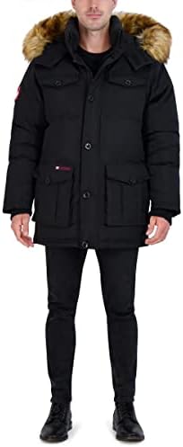 CANADA WEATHER GEAR Parka Coat for Men-Insulated Winter Jacket w/Faux Fur Hood