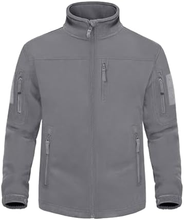 MAGNIVIT Men’s Full Zip Military Tactical Jacket Fall Winter Windproof Soft Polar Coats with 5 Zip Pockets