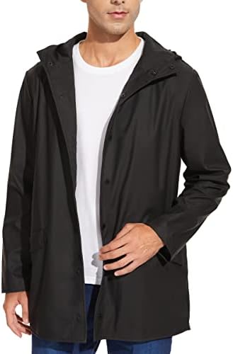 Fahsyee Rain Jacket Men Waterproof – Mens Raincoat Lightweight Rain Coat With Hood Long Breathable Windbreaker Trench