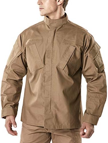 CQR Men’s Combat Military Jacket, Water Resistant Ripstop Army Fatigue Field Jacket, Outdoor EDC Tactical ACU Coat