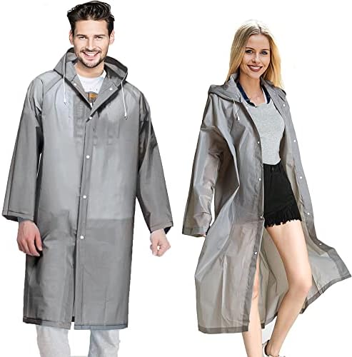 COOY Rain Coats (2 Pack) – Reusable EVA Rain Ponchos for Adults Rain Jackets Raincoats for Men Women