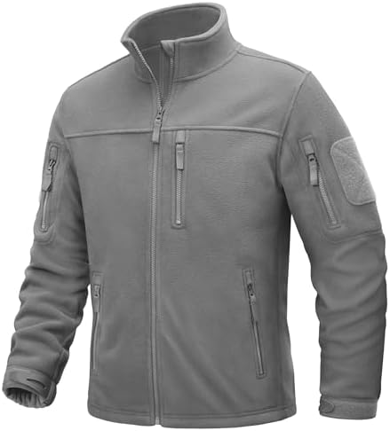 TACVASEN Men’s Fleece Jacket Full Zip Winter Jacket Lightweight Tatical Jackets Outdoor Hiking Coats with Pockets