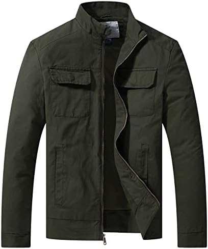 WenVen Men’s Spring Cotton Military Jacket Casual Lightweight Canvas Field Coat