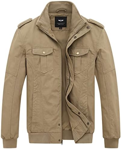 GGleaf Men’s Casual Cotton Military Jacket Windbreaker Jackets for Men Lightweight Full Zip