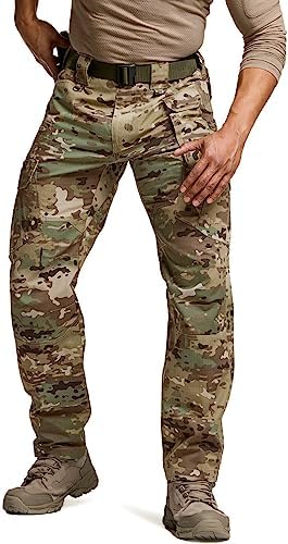 CQR Men’s Tactical Pants, Water Resistant Ripstop Cargo Pants, Lightweight EDC Work Hiking Pants, Outdoor Apparel