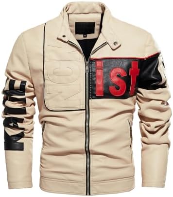 YXYSZZ Men’s PU Leather Motorcycle Jacket Winter Moto Clothing Fashion Warm Overcoat