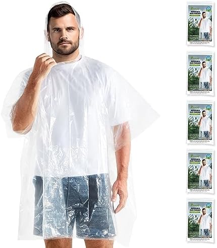 PTEROMY Thickened Disposable Rain Ponchos for Adults, 1.5mil Rain Poncho