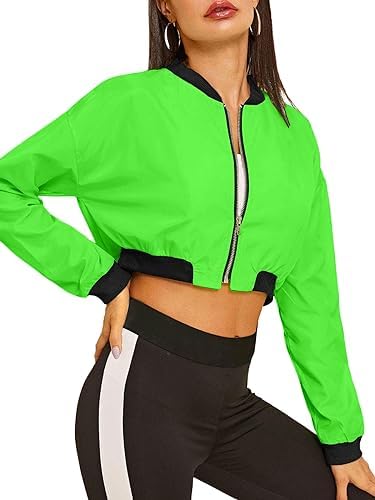 LAOARA Womens Zip Up Jacket Y2K Trending Cloth Long Sleeve Light Weight Coat Croped Bomber Jacket