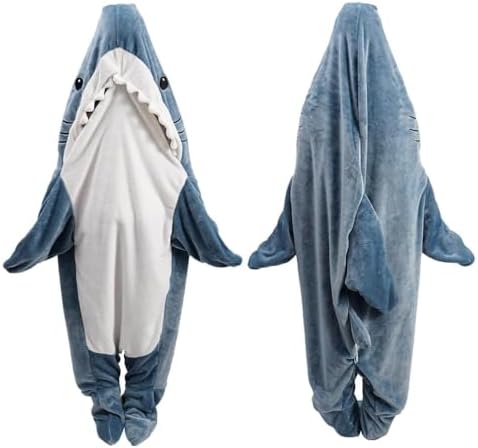 Shark Blanket Hoodie Adult, Wearable Shark Blanket, Shark Sleeping Bag, Soft Cozy Warm Flannel Hoodie, Shark Blanket Onesie