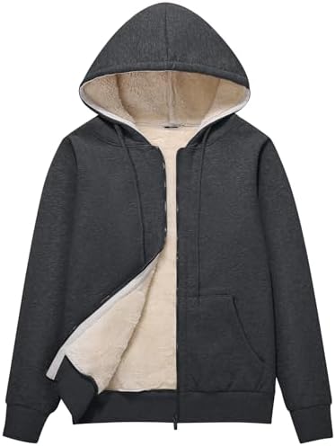 PEHMEA Women’s Full Zip Fleece Hoodie Warm Sherpa Lined Sweatshirt Winter Jackets with Pockets