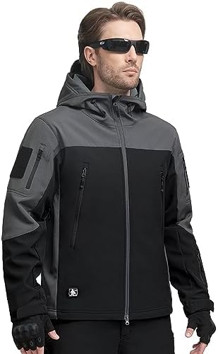 FREE SOLDIER Men’s Outdoor Waterproof Soft Shell Hooded Military Tactical Jacket