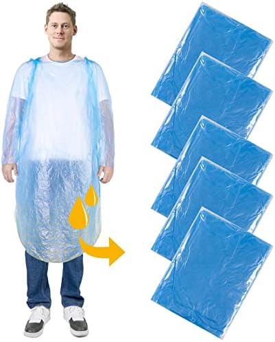 Disposable Adult Raincoat 5-Pack Plastic Raincoats for Men Women