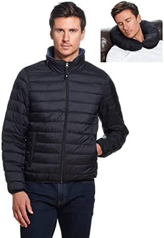 WEATHERPROOF Mens Puffer Jackets – Packable Travel Neck Pillow Alternative Down Puffer Jacket Men (S-3XL)