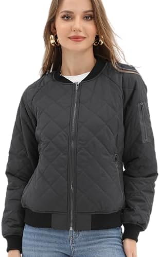 Argstar Women’s Jacket, Puffer Bomber Quilted Coat with Pockets (XS-XXL)