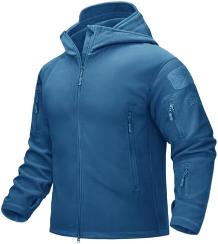 TACVASEN Men’s Tactical Jacket Fleece Hoodie Full Zip Up Army Jacket Midweight Windproof Work Military Jacket Coat