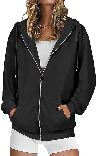 ANRABESS Womens Oversized Zip Up Hoodies Long Sleeve Fall Casual Sweatshirts Jacket Trendy Y2k Hoodie with Pocket