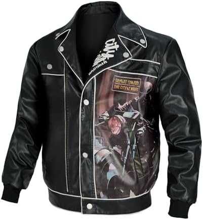 TZIISOA Mens Leather Vintage printing Graphic Motorcycle Streetwear Jacket