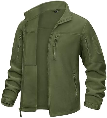 KEFITEVD Men’s Tactical Fleece Jackets Full Zip Casual Outdoor Winter Warm Jacket Multi Pockets