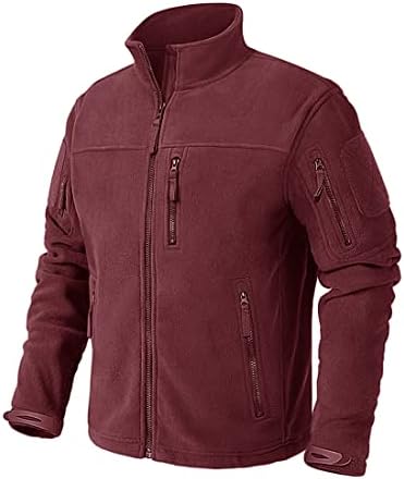 CRYSULLY Men’s Fleece Jacket Tactical Full-Zip Winter Coat Jackets Multi Pockets