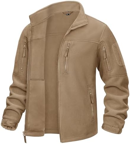 KEFITEVD Men’s Tactical Fleece Jackets Full Zip Casual Outdoor Winter Warm Jacket Multi Pockets