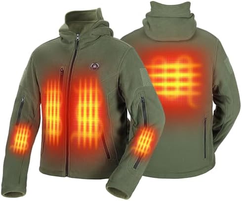 KEMIMOTO Electric Hooded Sweatshirt with 12V 15000mAh Battery Pack, Winter Heated Hoodie, Heated Tactical Hunting Jackets