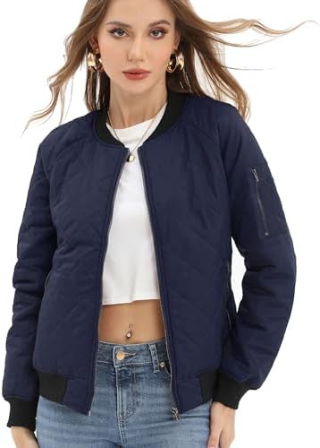 Argstar Women’s Jacket, Puffer Bomber Quilted Coat with Pockets (XS-XXL)