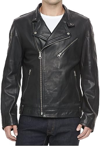 Prime Leather Men’s Black Hand made Genuine lambskín leather Winter Jacket (Made in India)