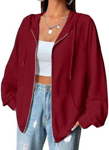 AGSEEM Hoodies for Women Zip Up Oversized Sweatshirts Fall Jackets with Pockets Jackets