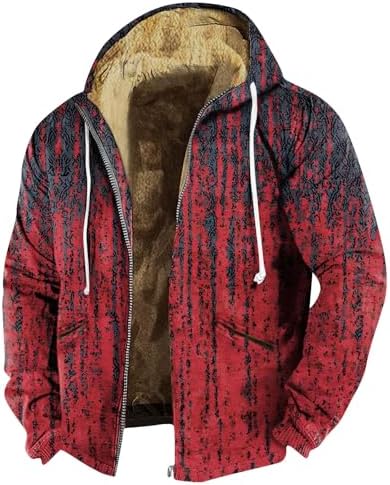 Men’s Plaid Jacket Zipper Christmas Print Jacket And Autumn Casual Trend Hooded Jacket Leather