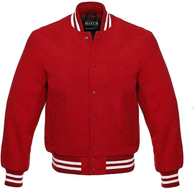 Hatch Sports Men’s All Wool Bomber Style Letterman Baseball Varsity Jacket Premium Quality All Wool Classic Jackets
