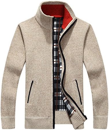 Yeokou Men’s Shawl Collar Cardigans Slim Fit Button Cable Knit Black Sweater Pockets