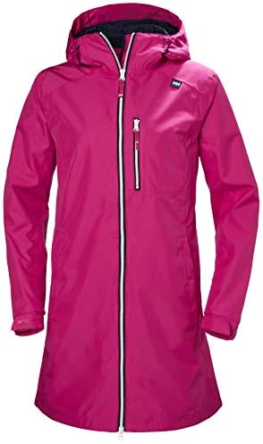 Helly-Hansen Women’s Long Belfast Waterproof Windproof Breathable Raincoat Jacket with Hood, 181 Dragon Fruit, Large